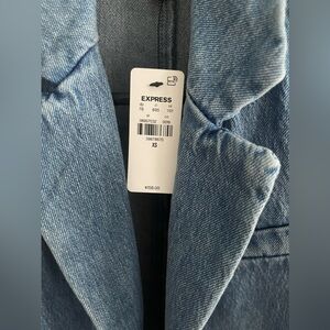 Denim oversized blazer -EXPRESS